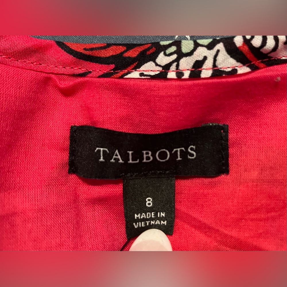 TALBOTS  FLUTTER SLEEVE FIT & FLARE DRESS - BEAUTIFUL BOTANICAL - Picture 5 of 12